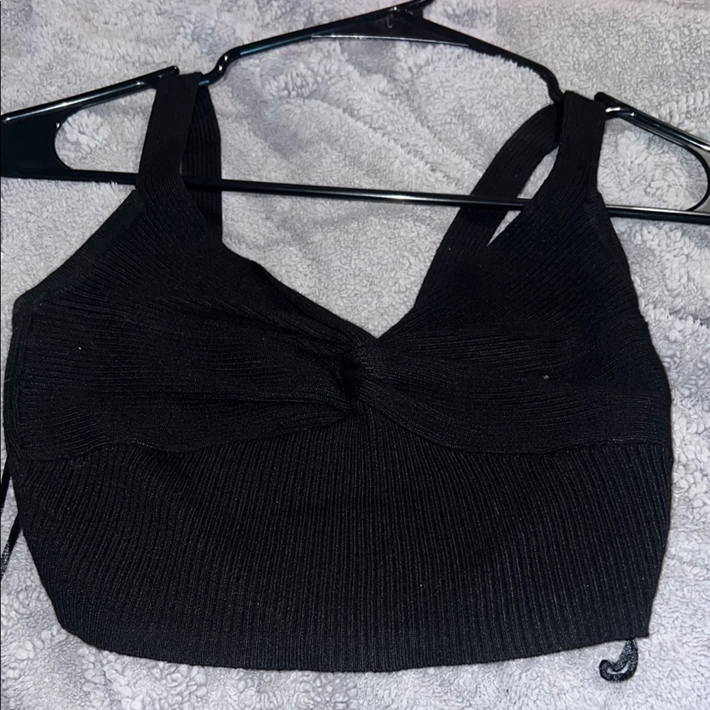 Black Ribbed Crop Top